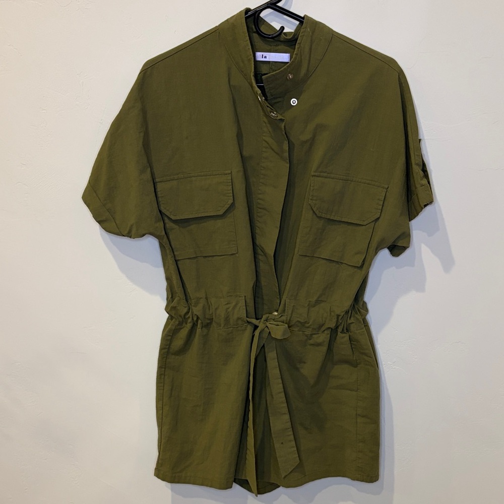 Olive Green Short Sleeve Romper